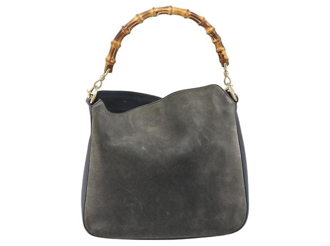 Borsa a mano in pelle Gucci Bamboo 2way Nera Oro 001 1705 1638 Auth BSZ495 - vista 2