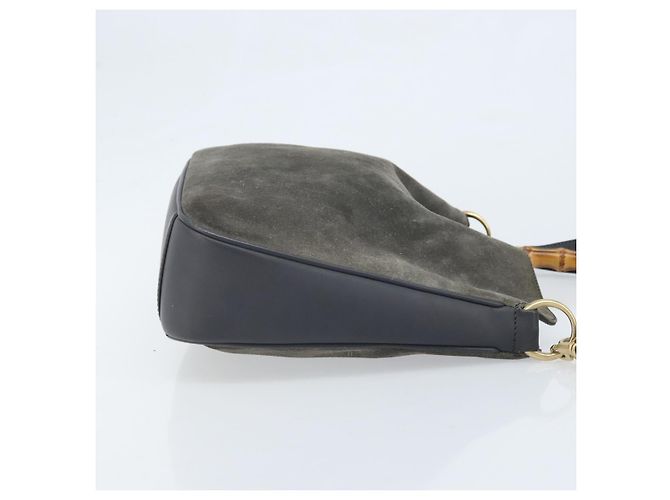 Borsa a mano in pelle Gucci Bamboo 2way Nera Oro 001 1705 1638 Auth BSZ495 - vista 4
