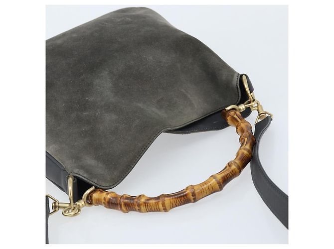 Borsa a mano in pelle Gucci Bamboo 2way Nera Oro 001 1705 1638 Auth BSZ495 - vista 6