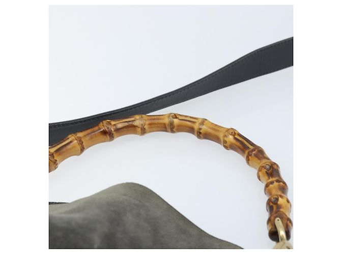 Borsa a mano in pelle Gucci Bamboo 2way Nera Oro 001 1705 1638 Auth BSZ495 - vista 8