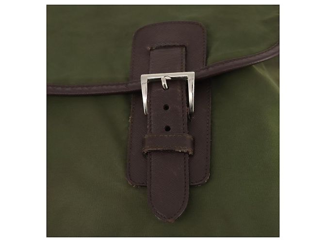 Borsa a spalla PRADA in nylon argento khaki Auth bs33524 Cachi - vista 14