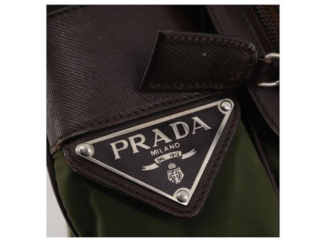 Borsa a spalla PRADA in nylon argento khaki Auth bs33524 Cachi - vista 15