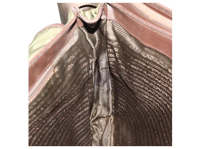 Borsa a spalla PRADA in nylon argento khaki Auth bs33524 Cachi - vista 18
