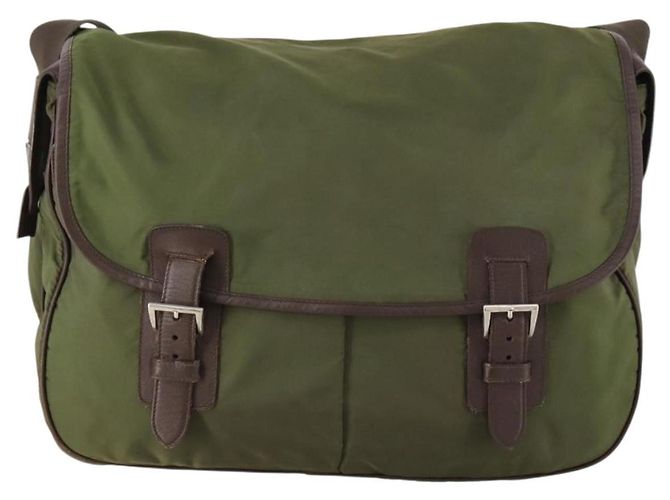 Borsa a spalla PRADA in nylon argento khaki Auth bs33524 Cachi - vista 2