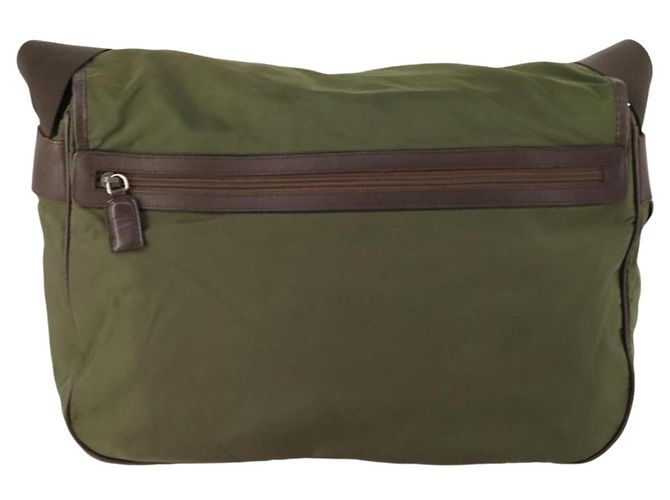 Borsa a spalla PRADA in nylon argento khaki Auth bs33524 Cachi - vista 3