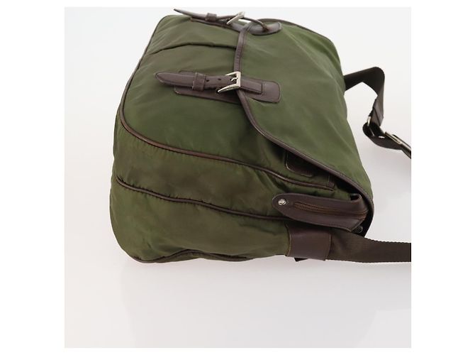 Borsa a spalla PRADA in nylon argento khaki Auth bs33524 Cachi - vista 4