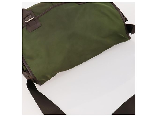 Borsa a spalla PRADA in nylon argento khaki Auth bs33524 Cachi - vista 6