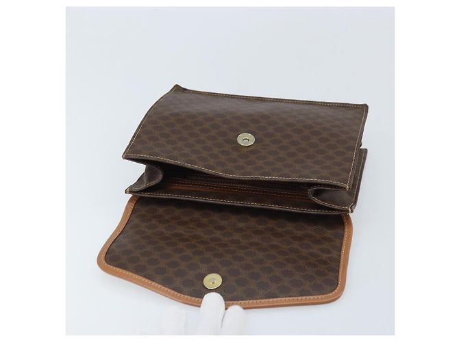 Céline Borsa a mano in tela Macadam CELINE in pelle PVC marrone e oro Auth YKZ531A D'oro - vista 15