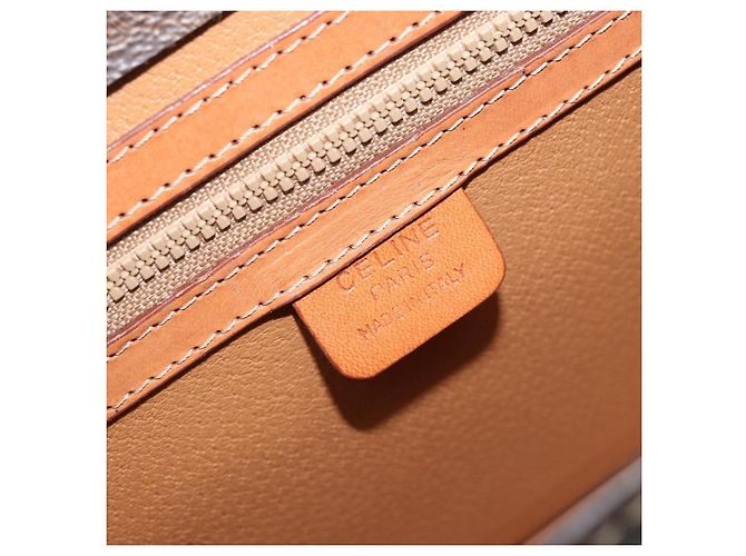 Céline Borsa a mano in tela Macadam CELINE in pelle PVC marrone e oro Auth YKZ531A D'oro - vista 16