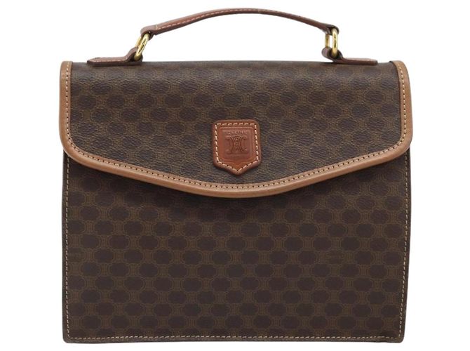 Céline Borsa a mano in tela Macadam CELINE in pelle PVC marrone e oro Auth YKZ531A D'oro - vista 2
