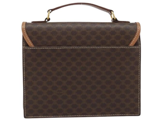 Céline Borsa a mano in tela Macadam CELINE in pelle PVC marrone e oro Auth YKZ531A D'oro - vista 3