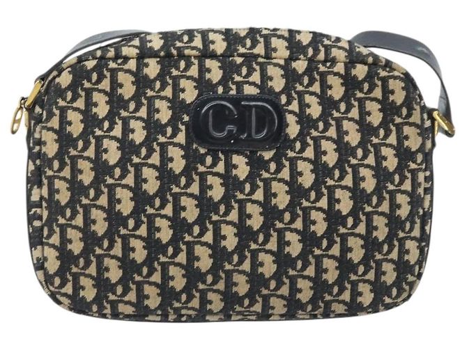 Borsa a Spalla in Tela Trotter Christian Dior Nera Oro Auth LNZ705 Nero D'oro - vista 2