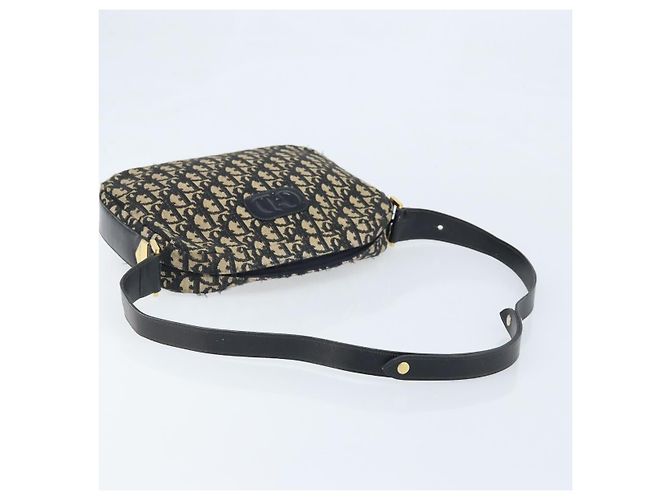 Borsa a Spalla in Tela Trotter Christian Dior Nera Oro Auth LNZ705 Nero D'oro - vista 7