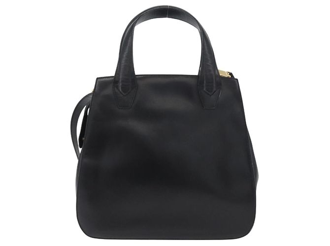 Borsa a mano in pelle Gancini Salvatore Ferragamo 2 in 1 Nero Oro Auth ARZ417 - vista 3