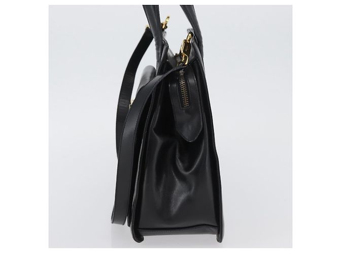 Borsa a mano in pelle Gancini Salvatore Ferragamo 2 in 1 Nero Oro Auth ARZ417 - vista 4