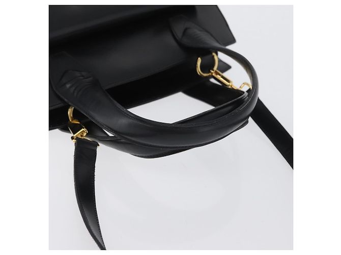 Borsa a mano in pelle Gancini Salvatore Ferragamo 2 in 1 Nero Oro Auth ARZ417 - vista 7