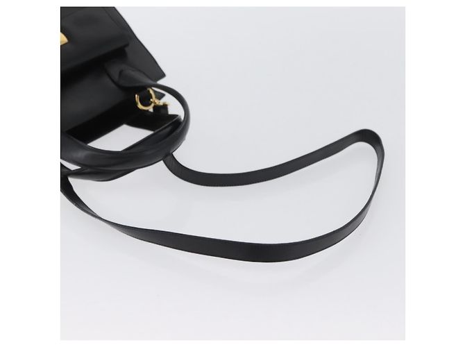 Borsa a mano in pelle Gancini Salvatore Ferragamo 2 in 1 Nero Oro Auth ARZ417 - vista 9