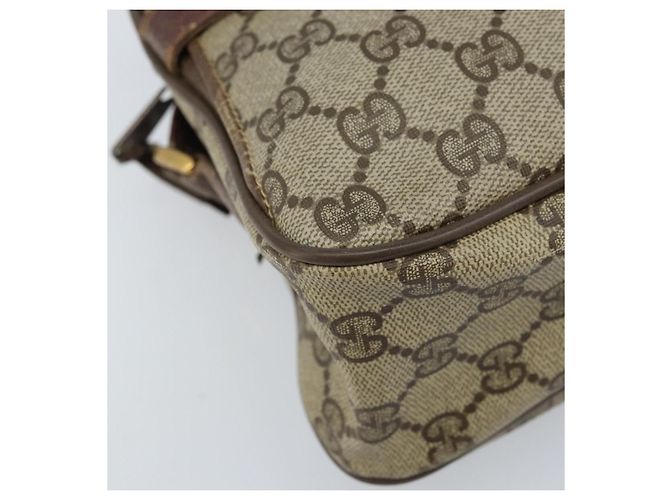 Gucci Borsa GG Supreme Web Sherry Line in PVC beige e oro 93 02 049 Auth 173907 D'oro - vista 11