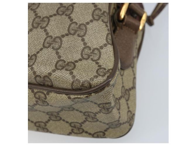 Gucci Borsa GG Supreme Web Sherry Line in PVC beige e oro 93 02 049 Auth 173907 D'oro - vista 12