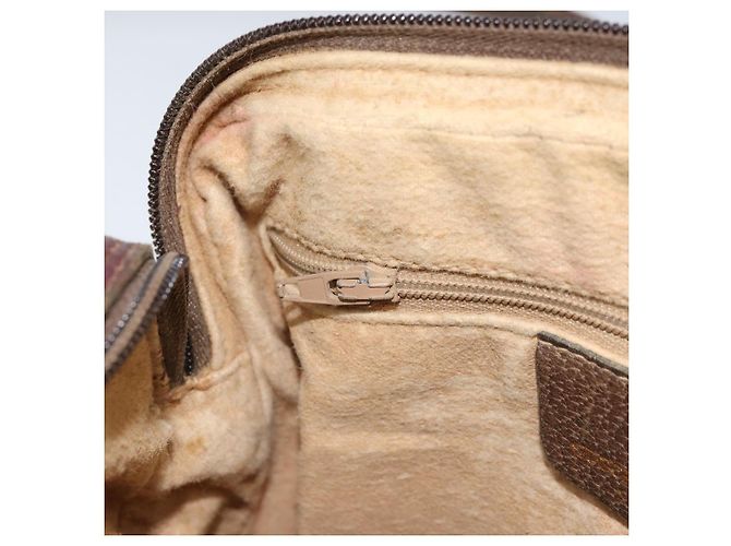 Gucci Borsa GG Supreme Web Sherry Line in PVC beige e oro 93 02 049 Auth 173907 D'oro - vista 20
