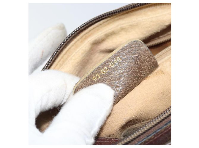 Gucci Borsa GG Supreme Web Sherry Line in PVC beige e oro 93 02 049 Auth 173907 D'oro - vista 24