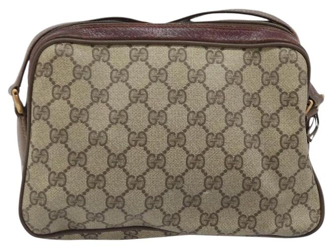 Gucci Borsa GG Supreme Web Sherry Line in PVC beige e oro 93 02 049 Auth 173907 D'oro - vista 3