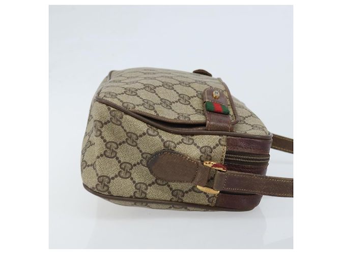 Gucci Borsa GG Supreme Web Sherry Line in PVC beige e oro 93 02 049 Auth 173907 D'oro - vista 4