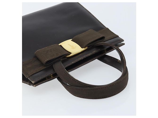 Borsa a mano Vala in pelle marrone e oro Salvatore Ferragamo Auth gh1974 D'oro - vista 6