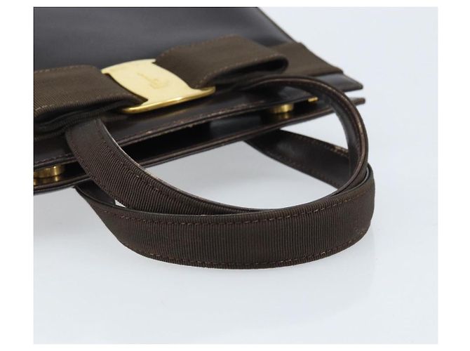 Borsa a mano Vala in pelle marrone e oro Salvatore Ferragamo Auth gh1974 D'oro - vista 7
