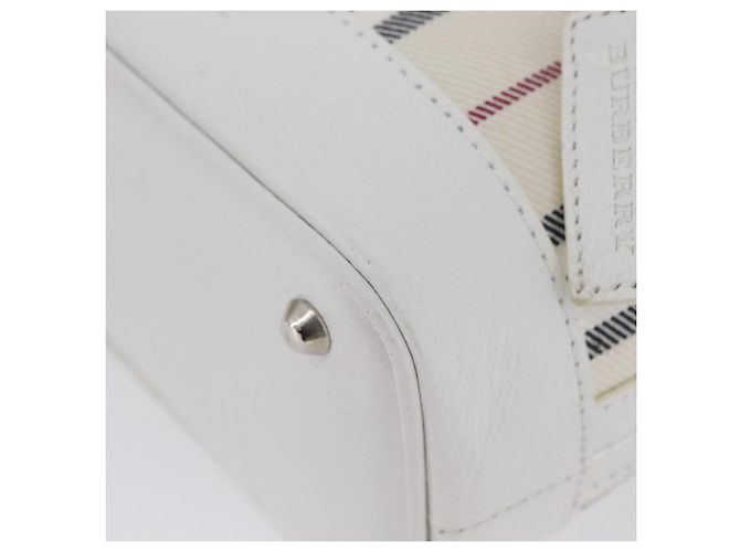 Borsa a mano Burberry Nova Check in tela e pelle argento e bianco Auth SW2175 - vista 11