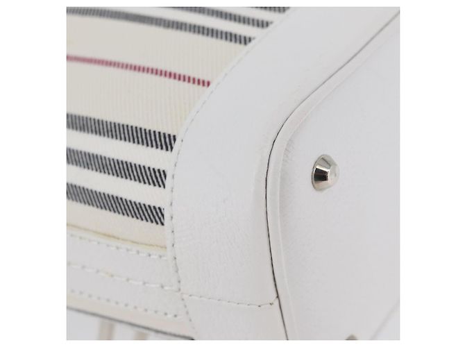 Borsa a mano Burberry Nova Check in tela e pelle argento e bianco Auth SW2175 - vista 12
