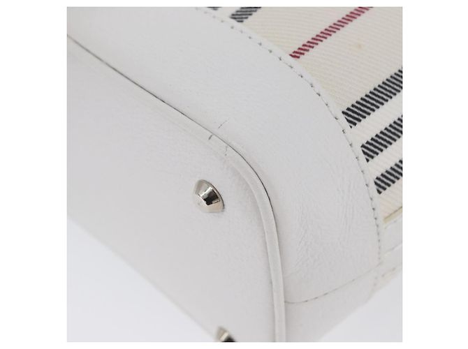 Borsa a mano Burberry Nova Check in tela e pelle argento e bianco Auth SW2175 - vista 13