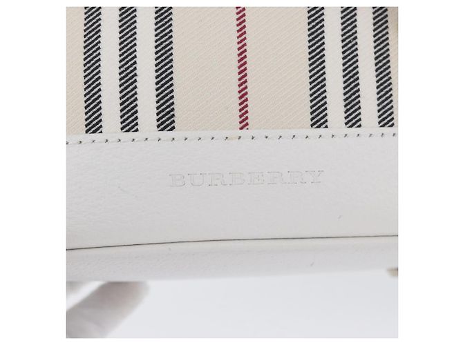 Borsa a mano Burberry Nova Check in tela e pelle argento e bianco Auth SW2175 - vista 14