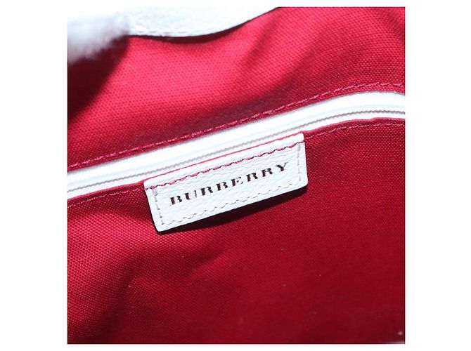 Borsa a mano Burberry Nova Check in tela e pelle argento e bianco Auth SW2175 - vista 16