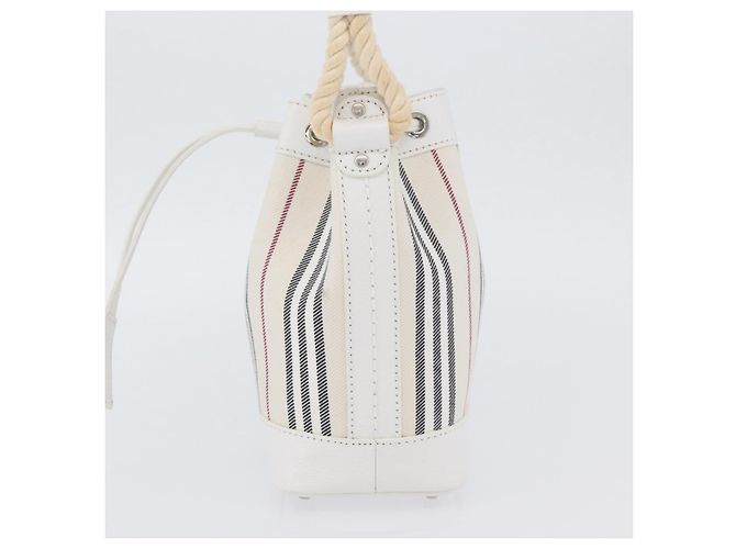 Borsa a mano Burberry Nova Check in tela e pelle argento e bianco Auth SW2175 - vista 4