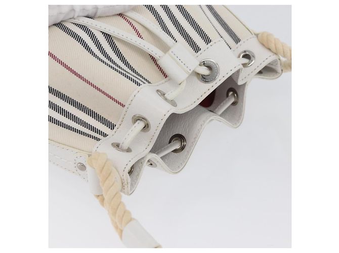 Borsa a mano Burberry Nova Check in tela e pelle argento e bianco Auth SW2175 - vista 6