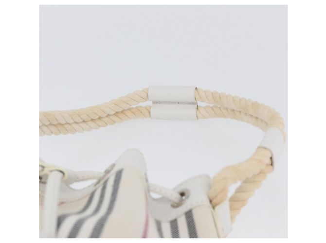 Borsa a mano Burberry Nova Check in tela e pelle argento e bianco Auth SW2175 - vista 8