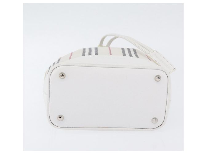 Borsa a mano Burberry Nova Check in tela e pelle argento e bianco Auth SW2175 - vista 9
