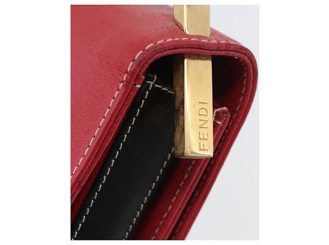 Borsa a mano FENDI in pelle rossa e oro Auth ka3300 Rosso D'oro - vista 15