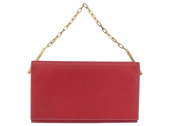 Borsa a mano FENDI in pelle rossa e oro Auth ka3300 Rosso D'oro - vista 2
