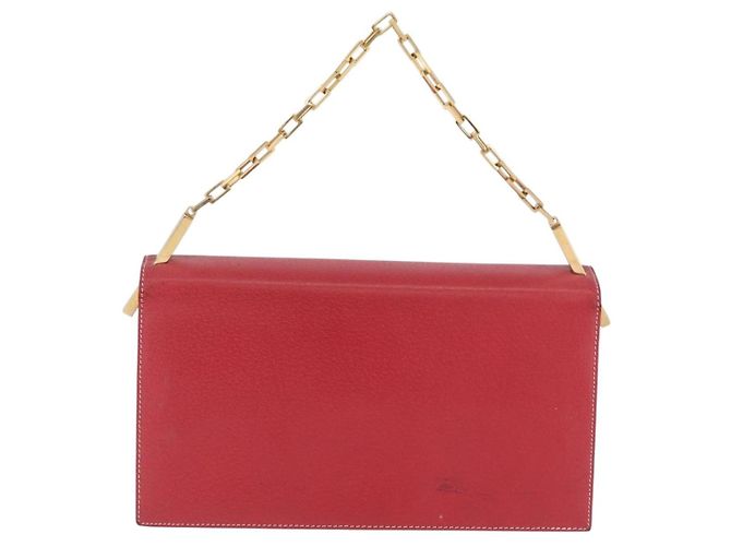 Borsa a mano FENDI in pelle rossa e oro Auth ka3300 Rosso D'oro - vista 3