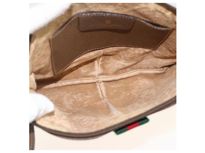 Borsa Gucci GG Supreme Web Sherry Line in PVC beige e oro 904 02 047 Auth gh1981 D'oro - vista 16