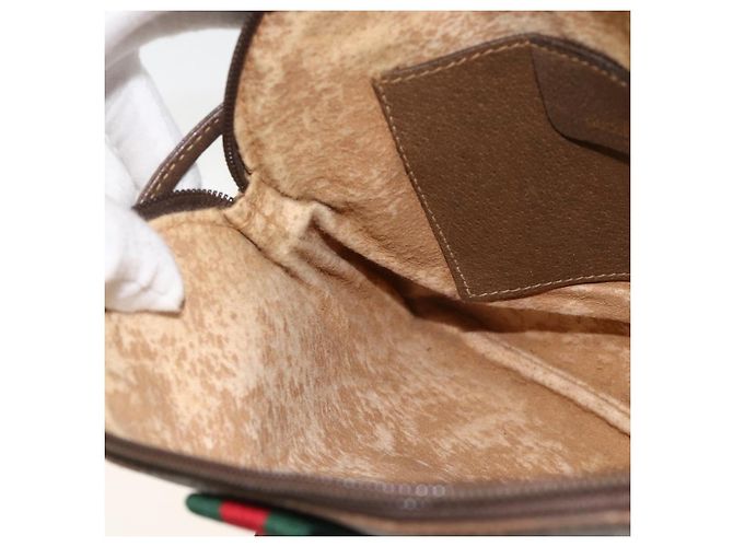 Borsa Gucci GG Supreme Web Sherry Line in PVC beige e oro 904 02 047 Auth gh1981 D'oro - vista 18