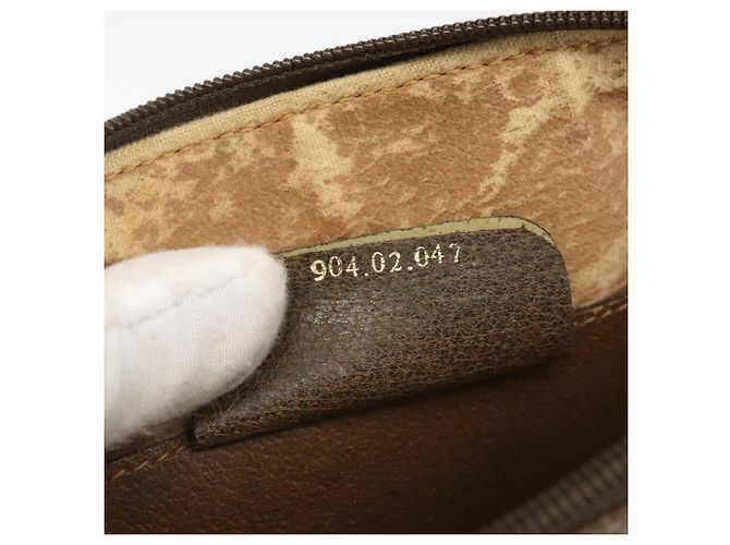 Borsa Gucci GG Supreme Web Sherry Line in PVC beige e oro 904 02 047 Auth gh1981 D'oro - vista 21