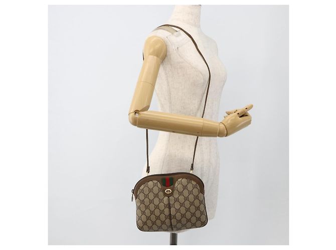 Borsa Gucci GG Supreme Web Sherry Line in PVC beige e oro 904 02 047 Auth gh1981 D'oro - vista 22