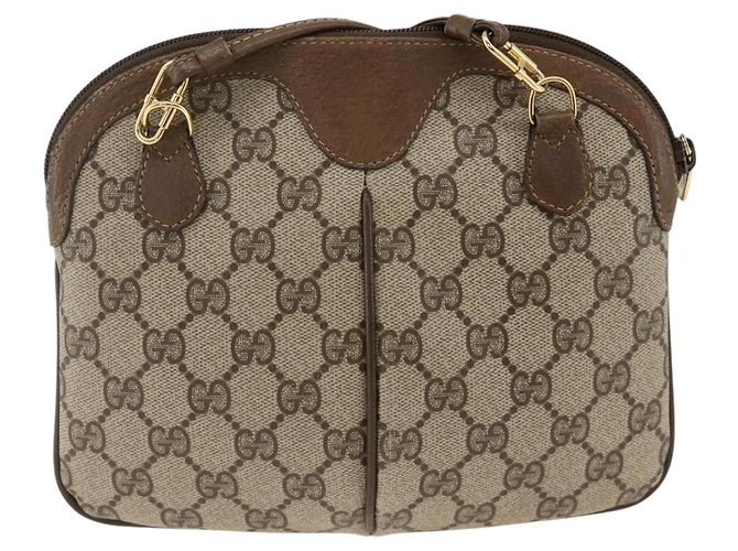 Borsa Gucci GG Supreme Web Sherry Line in PVC beige e oro 904 02 047 Auth gh1981 D'oro - vista 3
