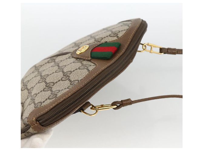 Borsa Gucci GG Supreme Web Sherry Line in PVC beige e oro 904 02 047 Auth gh1981 D'oro - vista 6