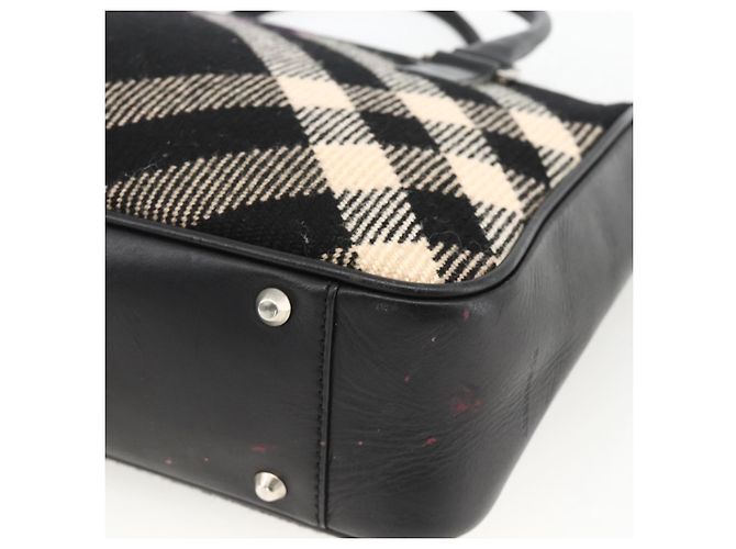 Borsa a mano in lana con motivo Nova Check Burberry Nera Auth YKZ271A Nero - vista 10