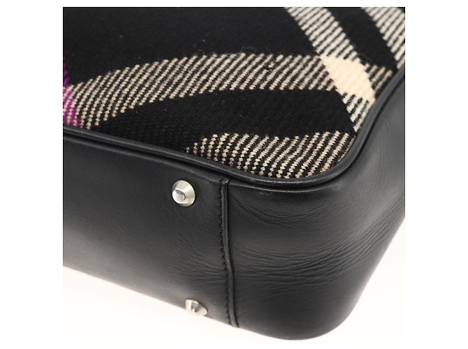Borsa a mano in lana con motivo Nova Check Burberry Nera Auth YKZ271A Nero - vista 12
