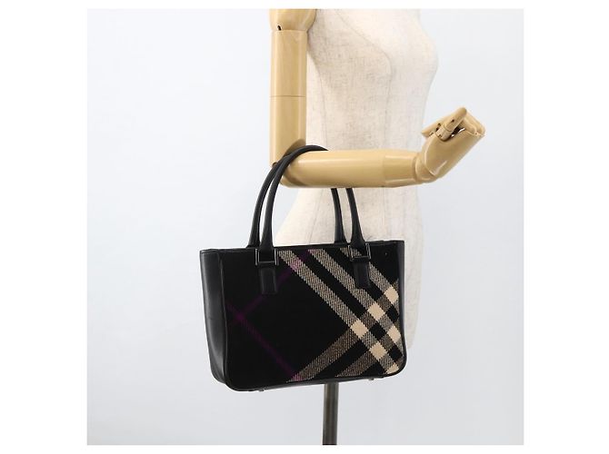 Borsa a mano in lana con motivo Nova Check Burberry Nera Auth YKZ271A Nero - vista 22